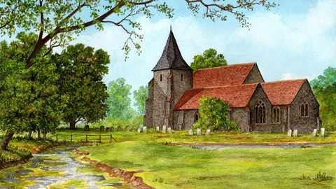 Learn to Paint a Church in the English Country in Watercolor