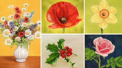 How To Draw Flowers Vol 2 - Daffodil, Poppy, Rose and More!