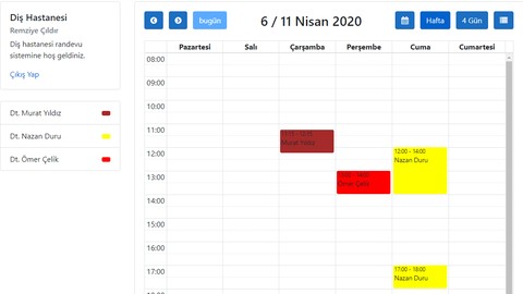 Komple FullCalendar .Net Core MVC Randevu Sistemi Projesiyle