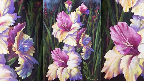 Acrylic lesson - Gladiolus - Flower Painting