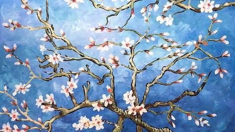 Acrylic lesson - Blooming tree - Flower Painting