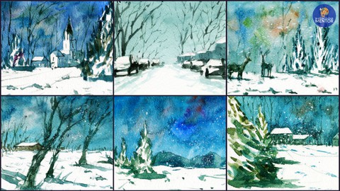 Snow Landscapes: Make 9 Watercolor Greeting Cards