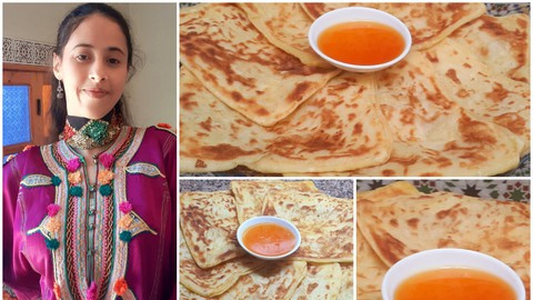 Moroccan Popular Golden Colored Bread Called " Msemmen".