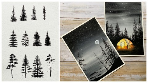 Learn how to draw Pine trees