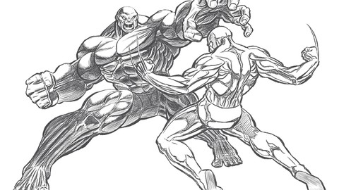 Drawing a Superhero fight scene from start to finish