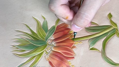 Leather carving Fritillaria imperalis flower