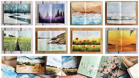 9 Days of Sketchbook Landscapes Acrylic Painting