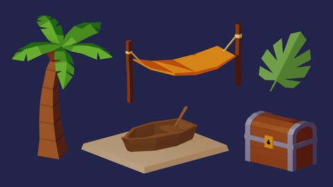 Blender 3D - Low Poly Tutorial - Palme, Schatztruhe, Boot..