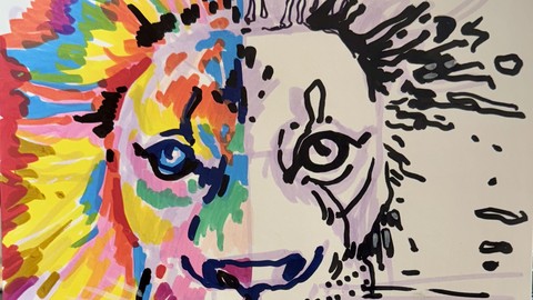 Malen mit Akrylmarker. Löwe Kreation