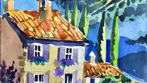 Aquarell. Sommer. Toskana