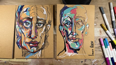 Kreative Portrait mit Akryl Marker. Teil 2