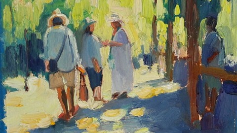 Paint Impressionist Figures in Light: Sunny Market Scene