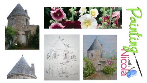 FRENCH LOIRE chateau turret & flowers in SIX steps. AWESOME