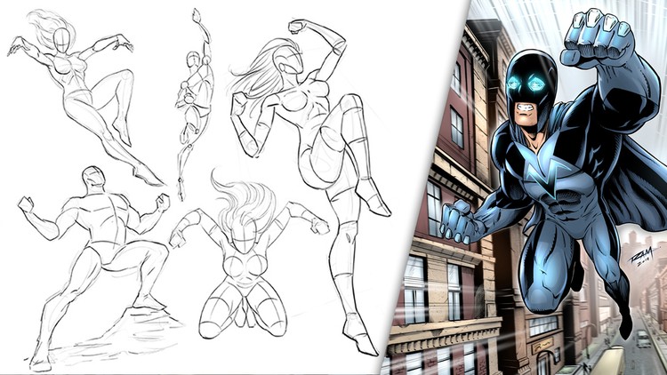 How to Draw Dynamic Comic Book Superheroes - Start to Finish