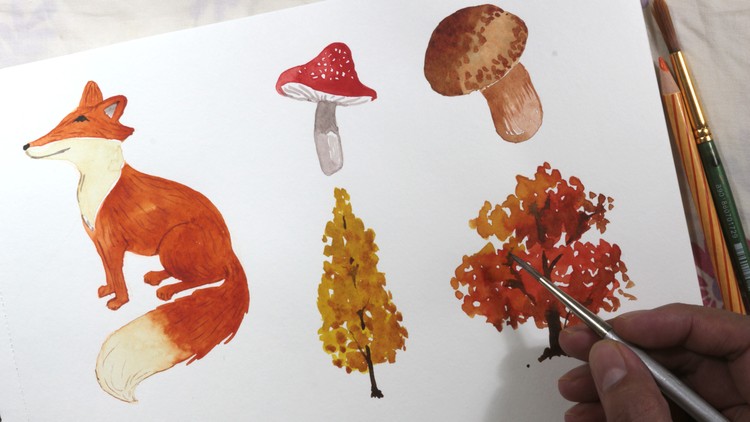 Painting Autumn in Watercolors - SketchBook Everyday Series