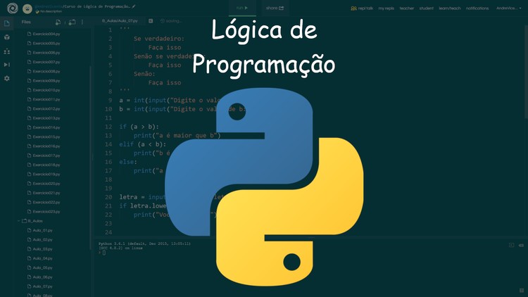 Lógica de Programação e Algoritmos com Python e exercícios!