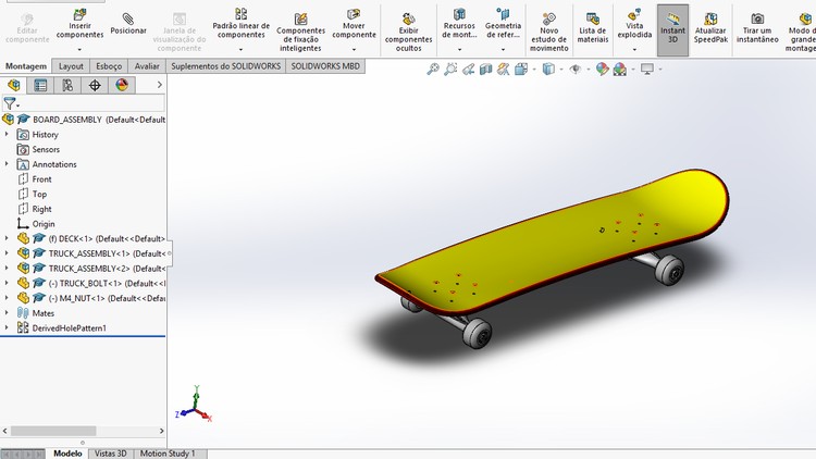 Desenhando um skate no Solidworks + Renderizando no Keyshot