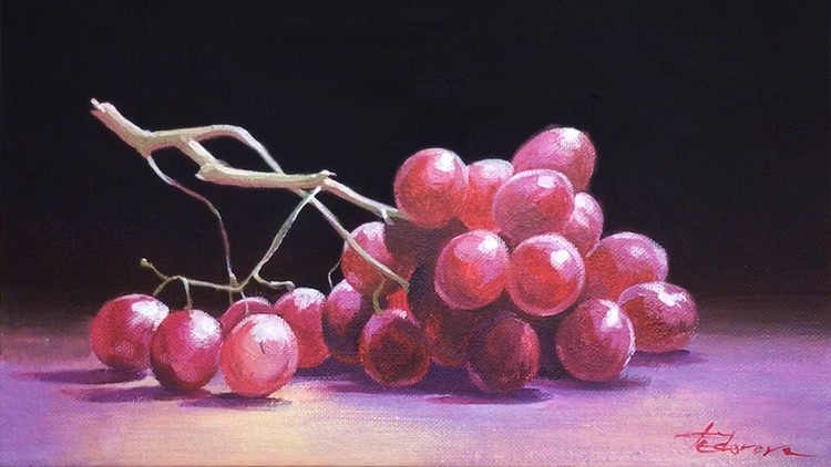 Acrylic lesson - Red Grape - Still life