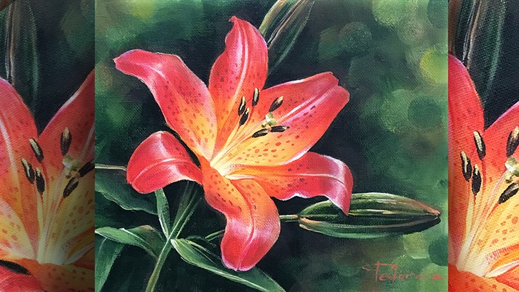 Acrylic lesson - Realistic Lily - Flower Painting