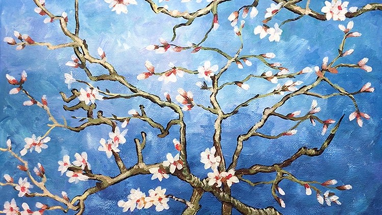 Acrylic lesson - Blooming tree - Flower Painting