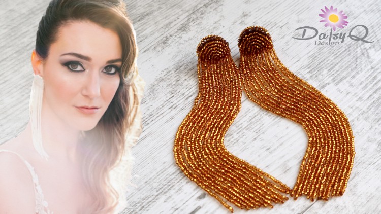 Learn How To Create Seed Bead Beaded Long Clip On Earrings