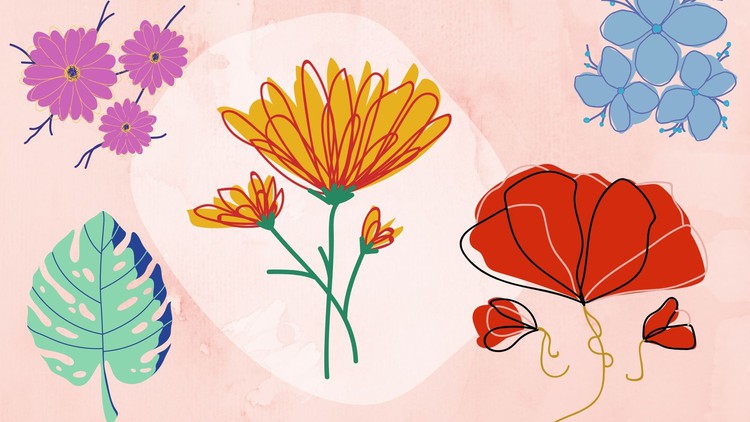 Learn Flower Drawing : Step-By-Step , for Kids & Beginners