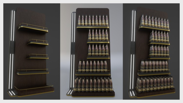 Modelado de Gondola para trade marketing en Blender 3D