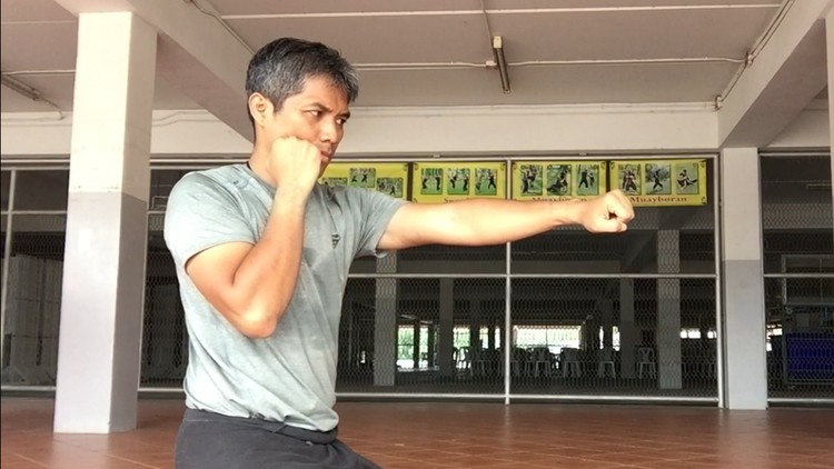 Punch level 1 in ancient muay thai martial art of Thailand