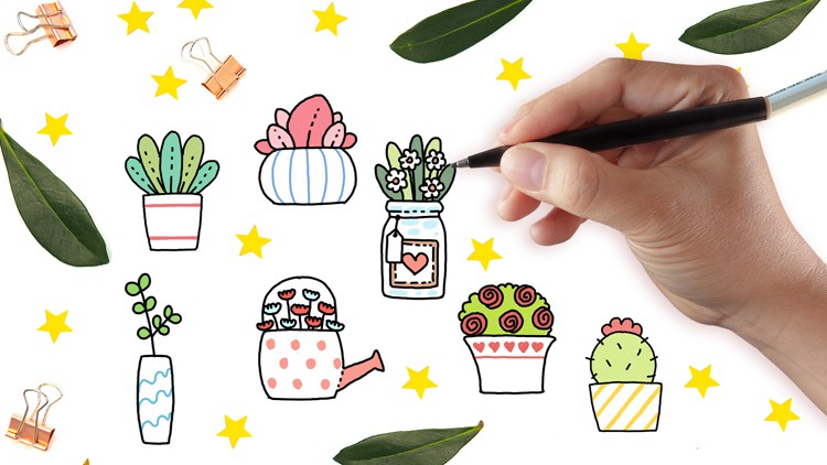 How to Draw Your Own Cute Plants Doodle