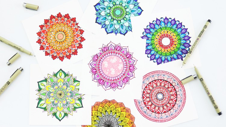 Mesmerizing Mandalas- Learn to Draw 7 Colorful Mini Mandalas