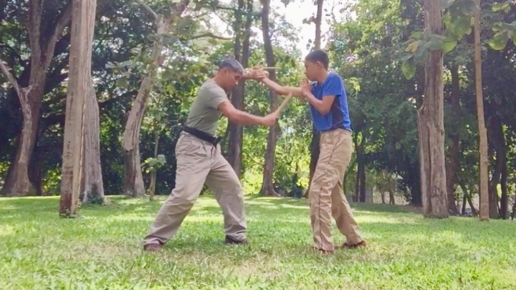 Knife fighting basics training level 4 drill with assistant