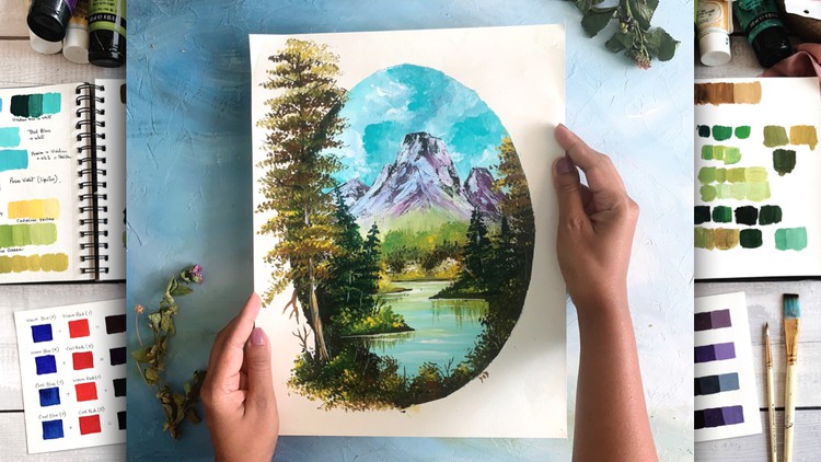 How To Paint An Oval Landscape Painting Using Acrylics