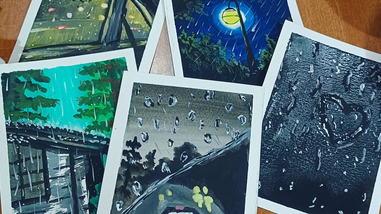 Learn To Paint Aesthetic Rain Scenery With Gouache