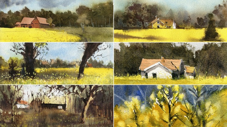 Mastering Loose Watercolors: Paint Sweden's Golden Fields