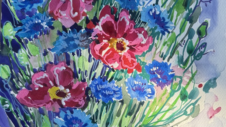 Sommer Aquarell. Feldblumen