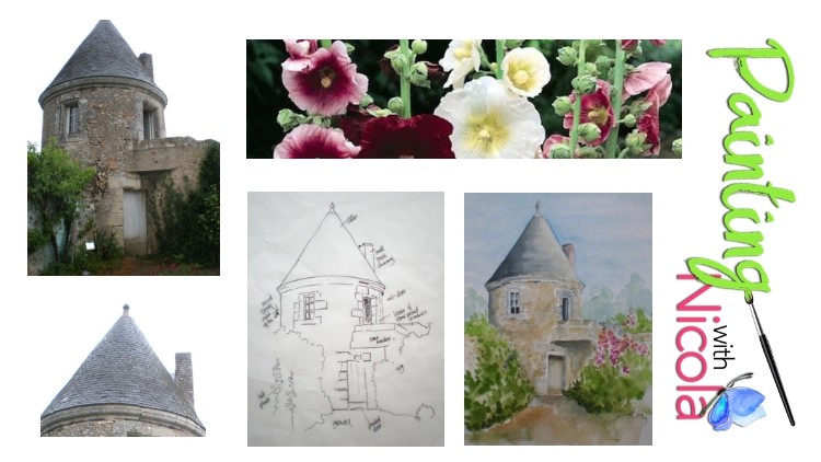 FRENCH LOIRE chateau turret & flowers in SIX steps. AWESOME